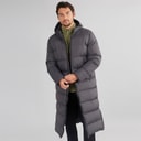 Mens Maxi Length Hooded Puffer Coat Charcoal