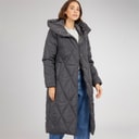 Womens Diamond Shawl Hood Coat Charcoal