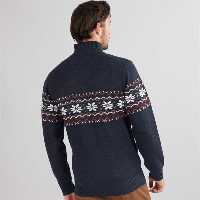 Mens Fairisle 1/4 Zip Sweater Black Multi - Image 2