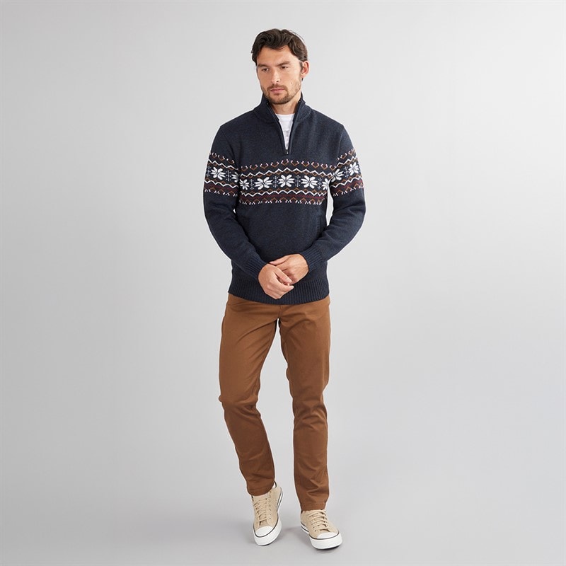 Mens Fairisle 1/4 Zip Sweater Black Multi - Image 4