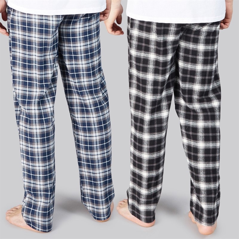 Mens Two Pack Woven Check Pyjama Pants Navy/Grey - Image 2