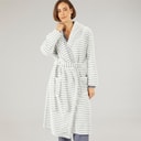 Womens Frosted Fleece Ribbed Dressing Gown Grey