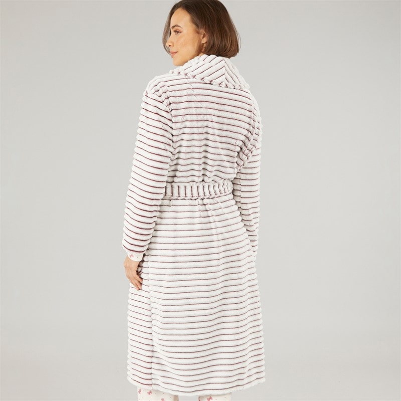 Womens Frosted Fleece Ribbed Dressing Gown Plum - Image 2
