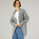 Womens Fisherman Cardigan Charcoal Marl