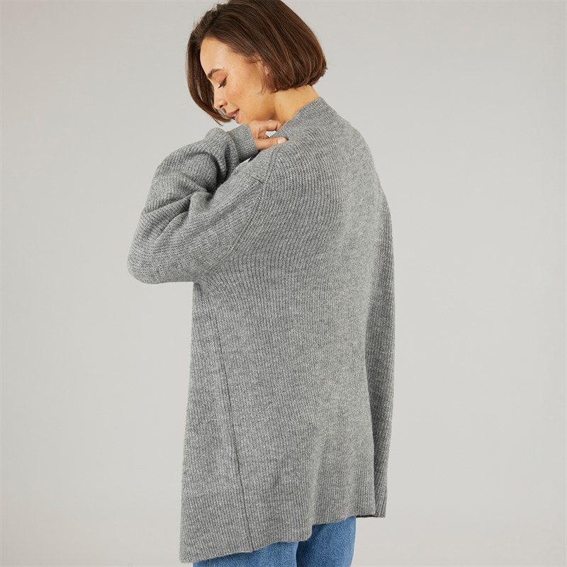 Womens Fisherman Cardigan Charcoal Marl - Image 2