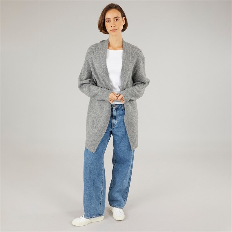 Womens Fisherman Cardigan Charcoal Marl - Image 3