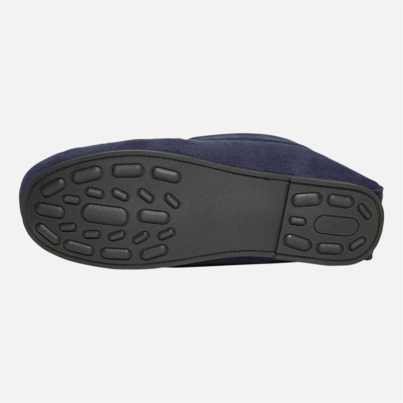 Mens Memory Foam Driving Moccasin Slippers Navy Blue - Image 3