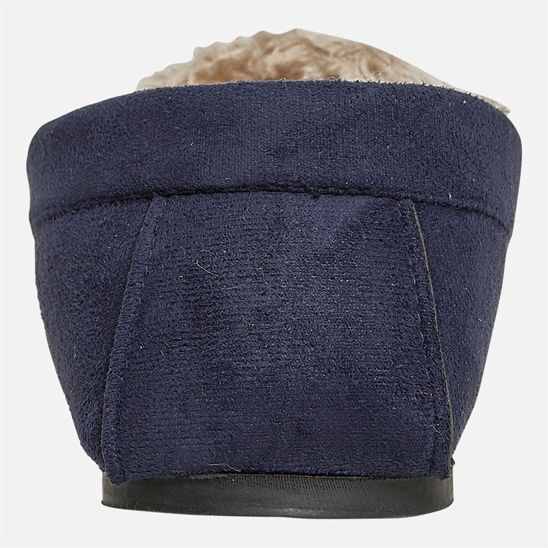 Mens Memory Foam Driving Moccasin Slippers Navy Blue - Image 4