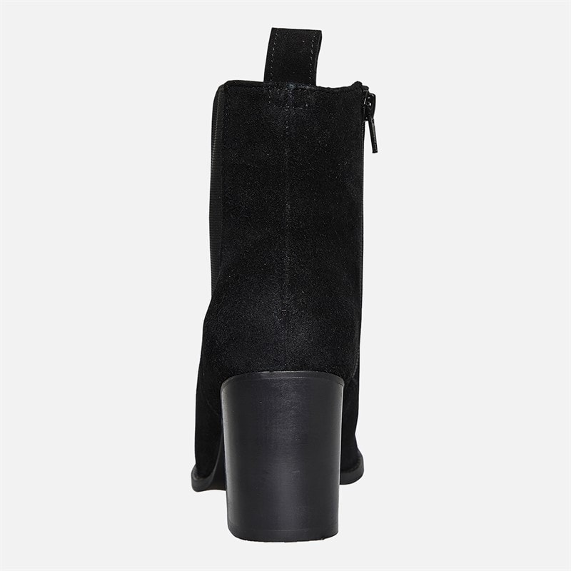 Womens Heeled Suede Chelsea Boots Black - Image 3