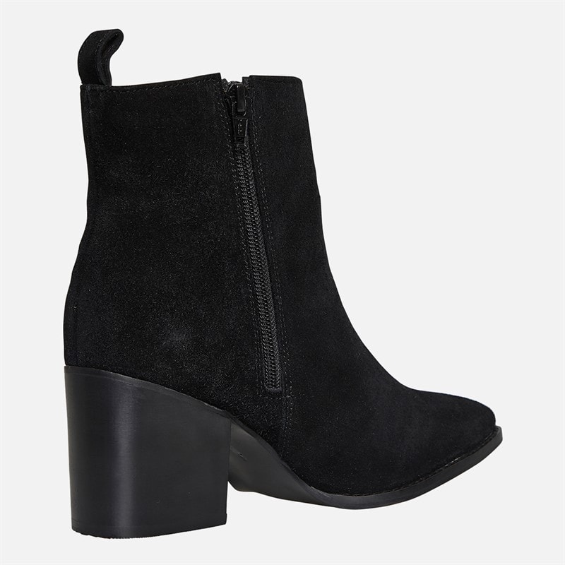Womens Heeled Suede Chelsea Boots Black - Image 4
