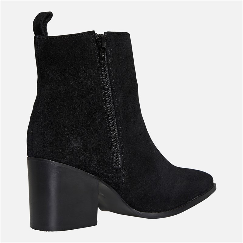 Womens Heeled Suede Chelsea Boots Black - Image 5
