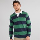 Mens Striped Rugby Shirt Navy/Green