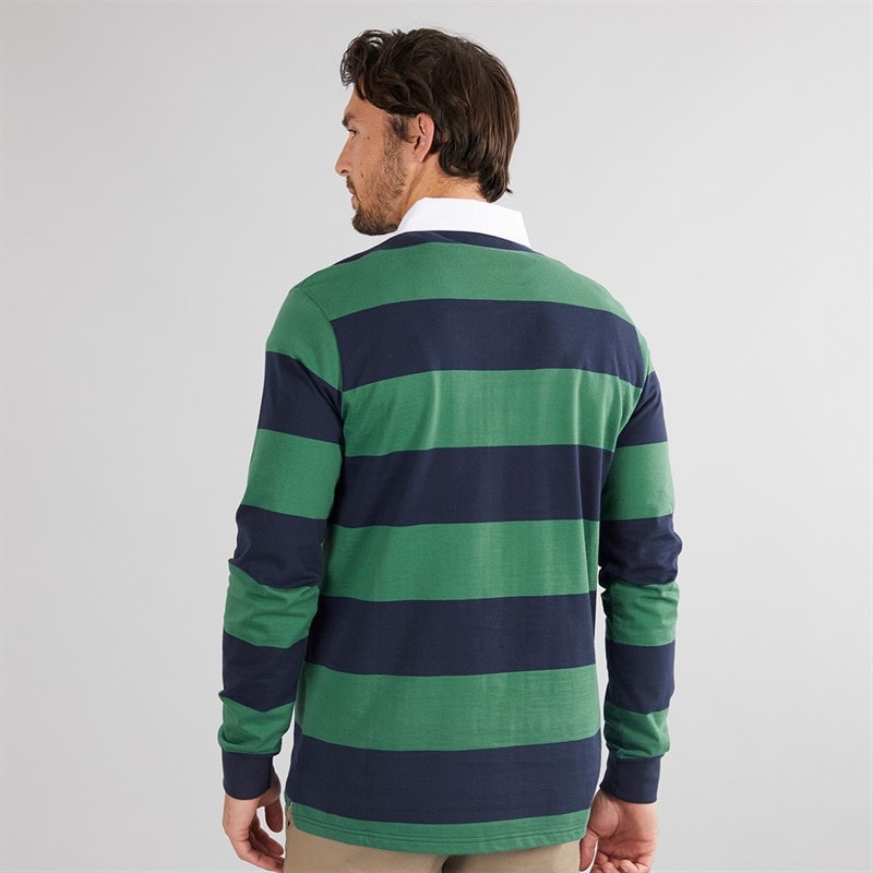 Mens Striped Rugby Shirt Navy/Green - Image 2