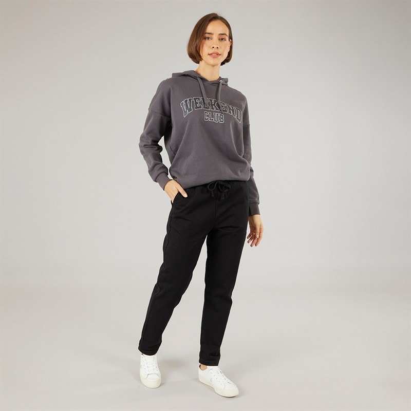 Womens Elasticated Waist Roll Up Jeans Black - Image 3