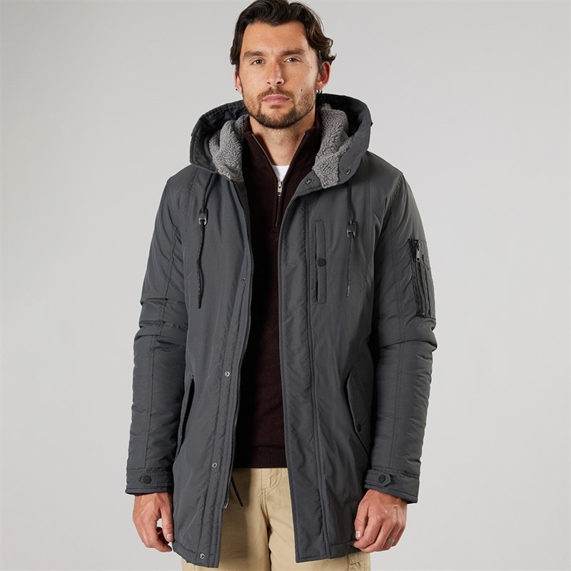 Onfire Mens Parka Jacket Dark Charcoal