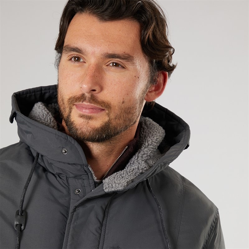 Mens Parka Jacket Dark Charcoal - Image 3