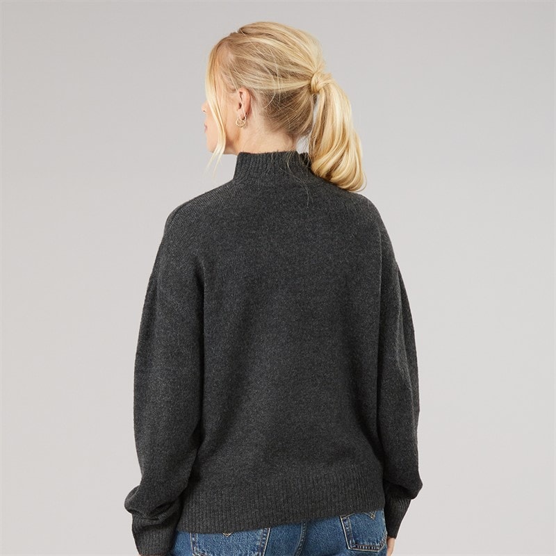 Womens Loose Fit Roll Neck Jumper Charcoal Melange - Image 2