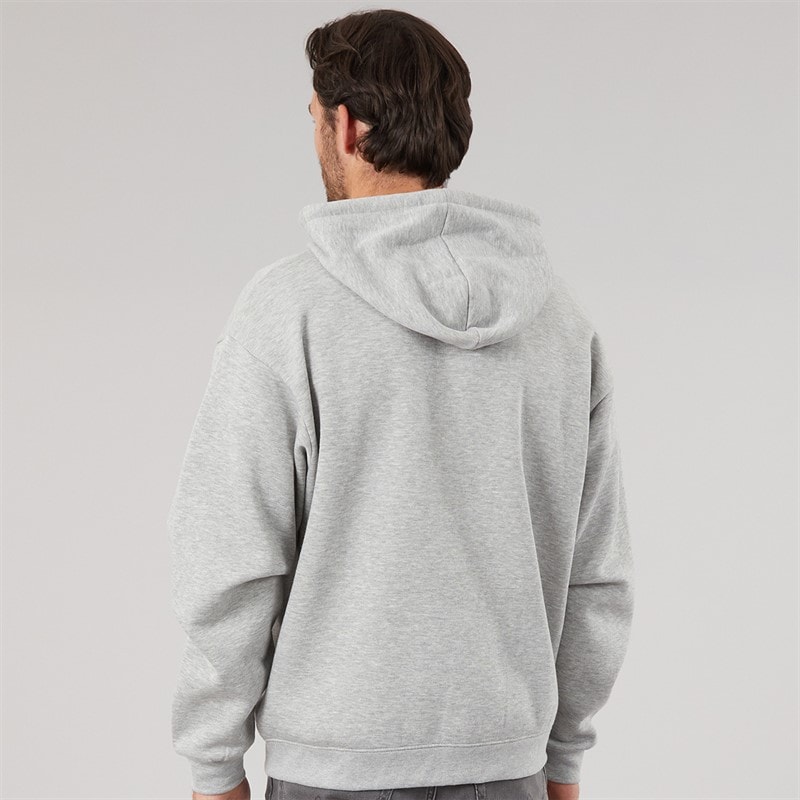 Onfire Mens Oversized Fleece Hoodie Light Grey Marl - Image 2