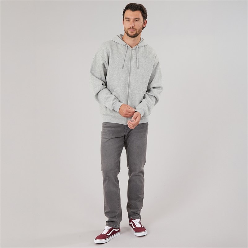 Onfire Mens Oversized Fleece Hoodie Light Grey Marl - Image 3
