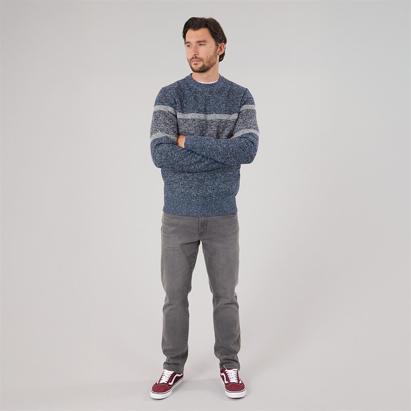 Mens Sherpa Lined Knitted Sweater Blue Multi - Image 3