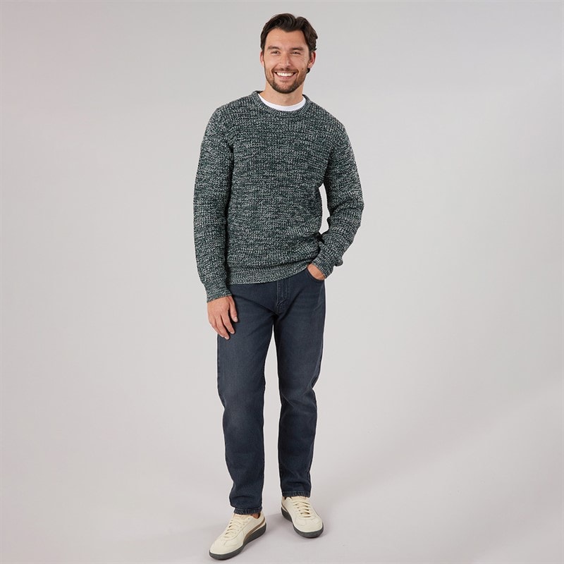 Mens Crew Neck Jumper Green/French Navy/Oatmeal - Image 3