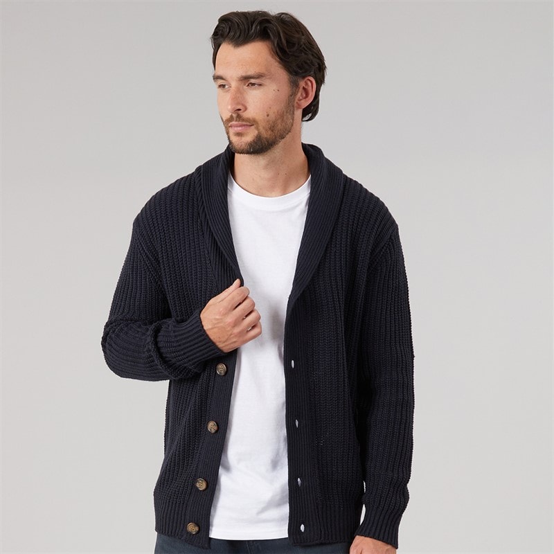 Onfire Mens Shawl Neck Cardigan Navy