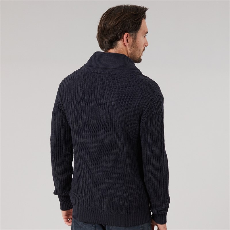 Mens Shawl Neck Cardigan Navy - Image 2