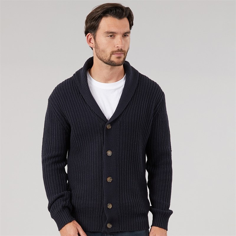 Mens Shawl Neck Cardigan Navy - Image 3
