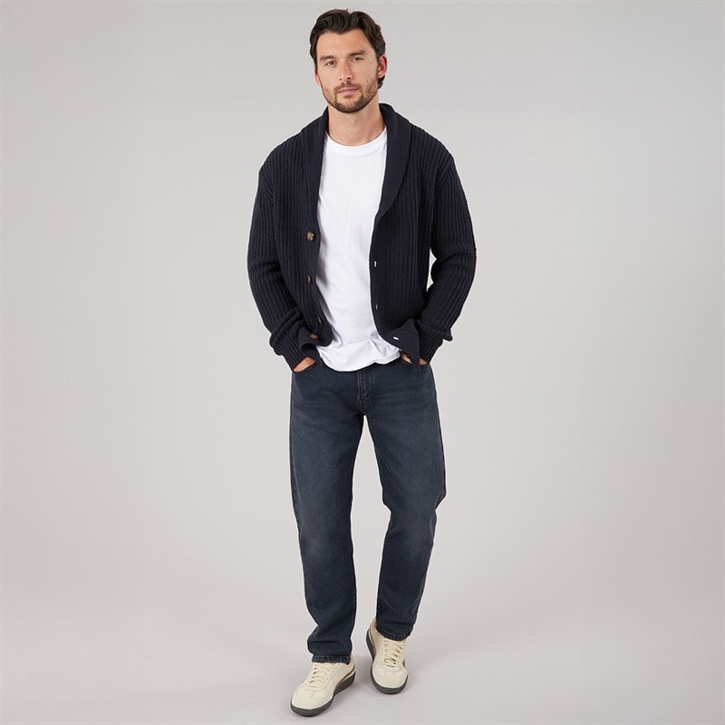 Mens Shawl Neck Cardigan Navy - Image 4