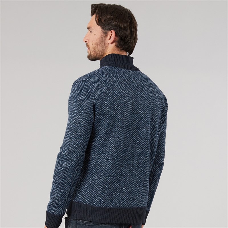 Mens 1/4 Zip Funnel Jumper Midnight Navy - Image 2