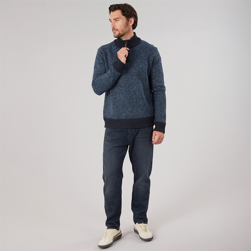 Mens 1/4 Zip Funnel Jumper Midnight Navy - Image 3