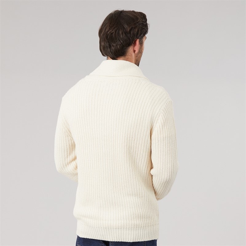 Mens Shawl Neck Cardigan Oatmeal - Image 2