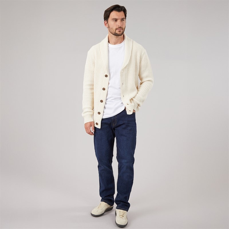 Mens Shawl Neck Cardigan Oatmeal - Image 4