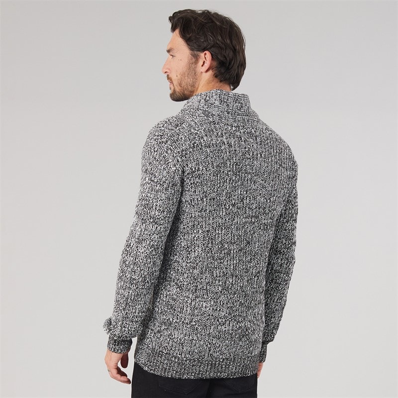 Mens Shawl Neck Cardigan Salt & Pepper - Image 2