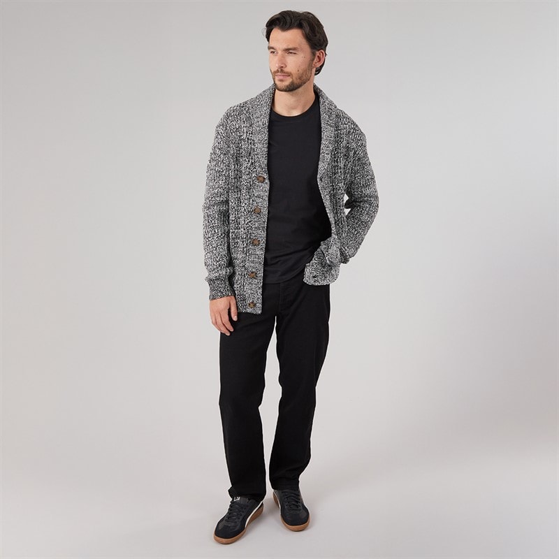 Mens Shawl Neck Cardigan Salt & Pepper - Image 4