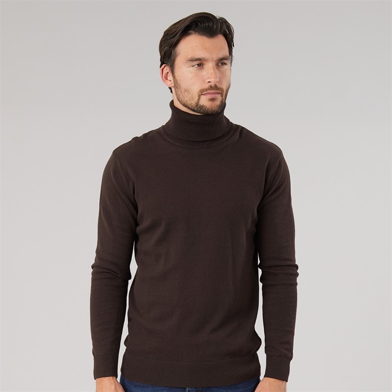Onfire Mens Roll Neck Sweater Chocolate