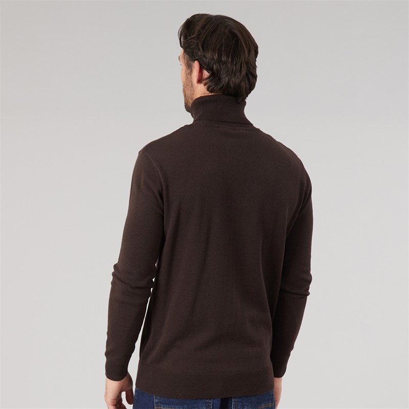 Mens Roll Neck Sweater Chocolate - Image 2