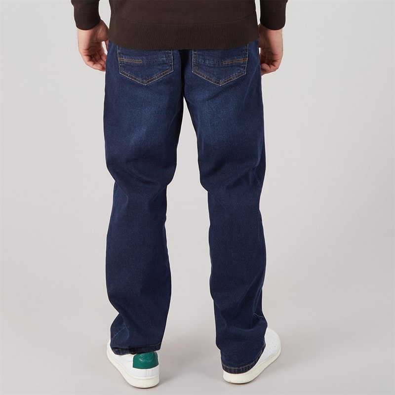 Mens Lonan Relaxed Straight Fit Denim Jeans Dark Wash - Image 2