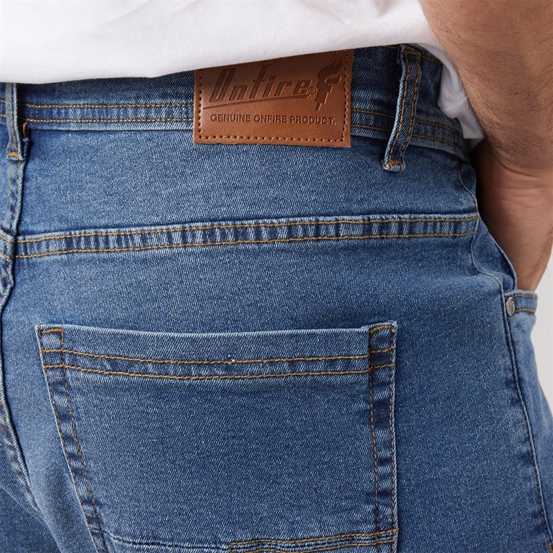 Mens Lonan Relaxed Straight Fit Denim Jeans Mid Wash - Image 3
