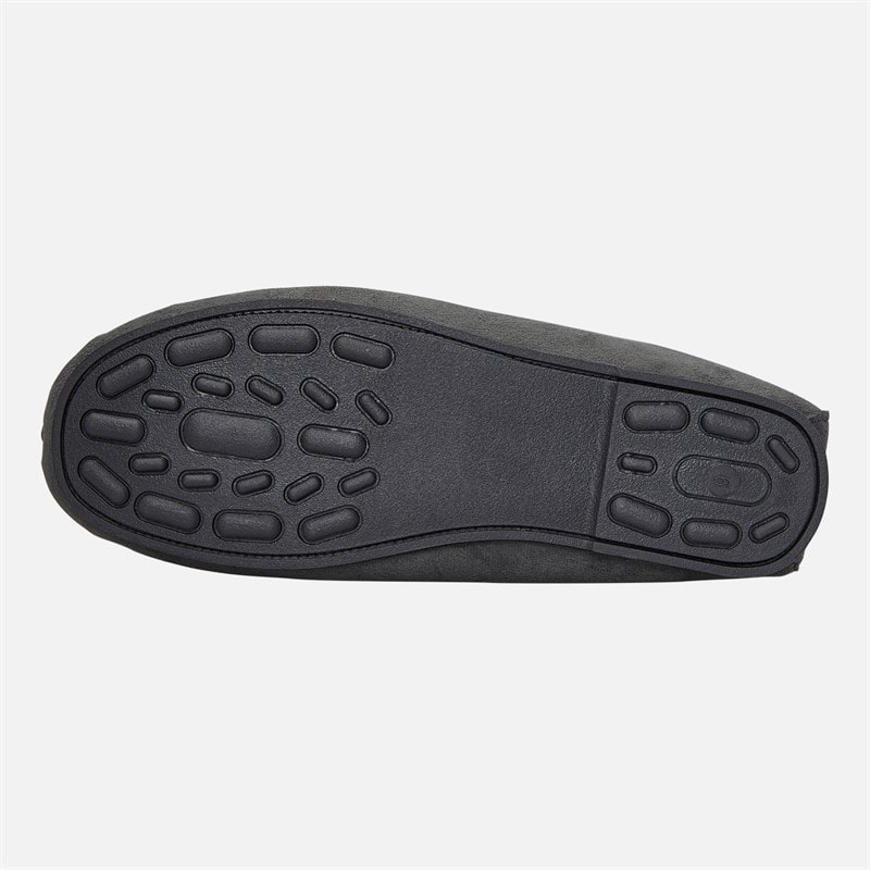 Mens Memory Foam Driving Moccasin Slippers Charcoal Grey - Image 2