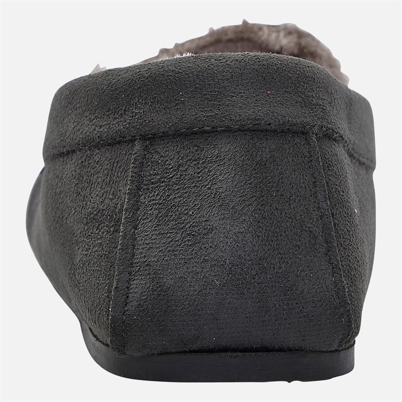 Mens Memory Foam Driving Moccasin Slippers Charcoal Grey - Image 3