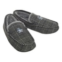 Mens Bedtime Checks Moccasin Slippers Charcoal Check