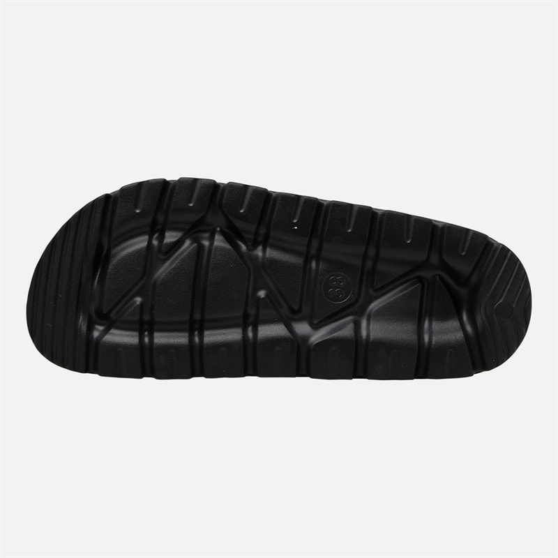 Womens Sunset Double Buckle Sliders Black - Image 3