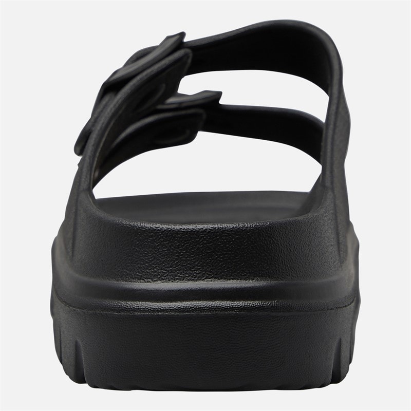 Womens Sunset Double Buckle Sliders Black - Image 4