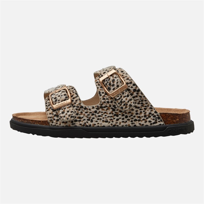 O'Neill Girls Haleiwa Double Buckle Sliders Leopard - Image 2