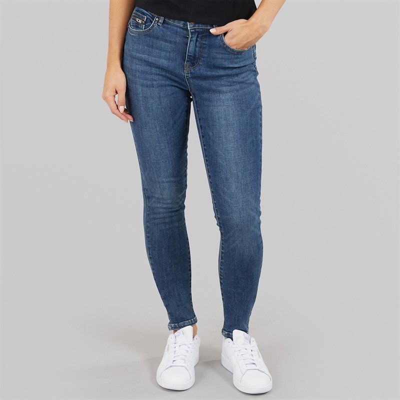 Only Womens Yoke Push Up Skinny Jeans Dark Blue Denim