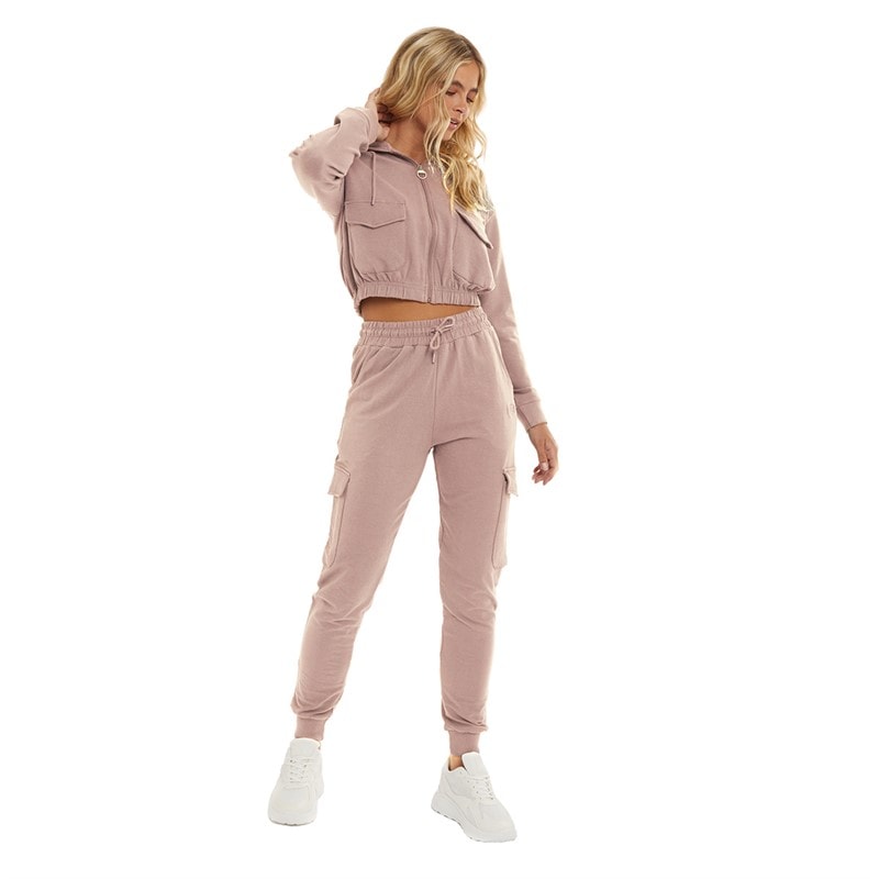 Womens Lotus Lounge Jacket And Pants Set Dusky Pink - Image 4