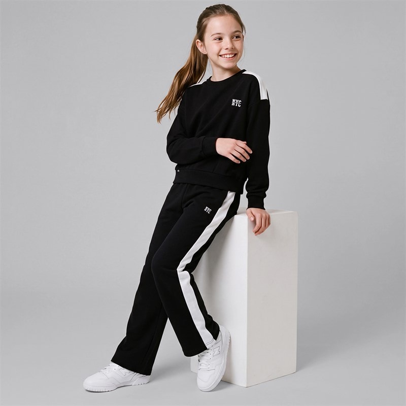Pindydoll Girls Lois Sweatshirt And Joggers Tracksuit Jet Black