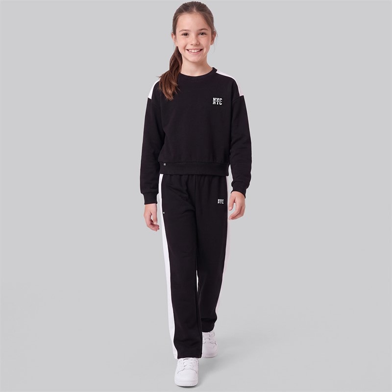 Girls Lois Sweatshirt And Joggers Tracksuit Jet Black - Image 3