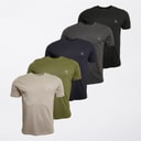 Mens Saxe Five Pack T-Shirts Black/Desert/Khaki/Dusty Grey/Navy
